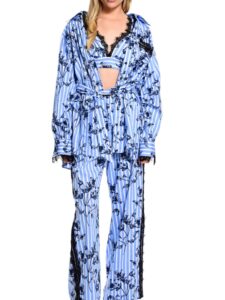 Βαμβακερό πουκάμισο με δαντέλα και floral print - Image 3