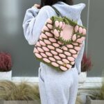 Backpack Bag Pink Green Exclusive Design by Jeena_beingweird