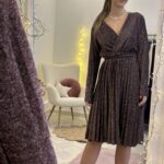 Φόρεμα lurex πλισέ midi