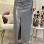 Metallic Gold Jean Skirt