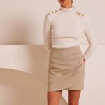 Mίνι φούστα βανίλια ψαροκόκαλο IRMA