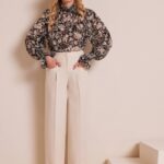 Παντελόνι βανίλια με ρεβέρ LUXE