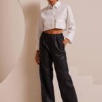 Παντελόνα δερματίνη μαύρη με λάστιχο NENA