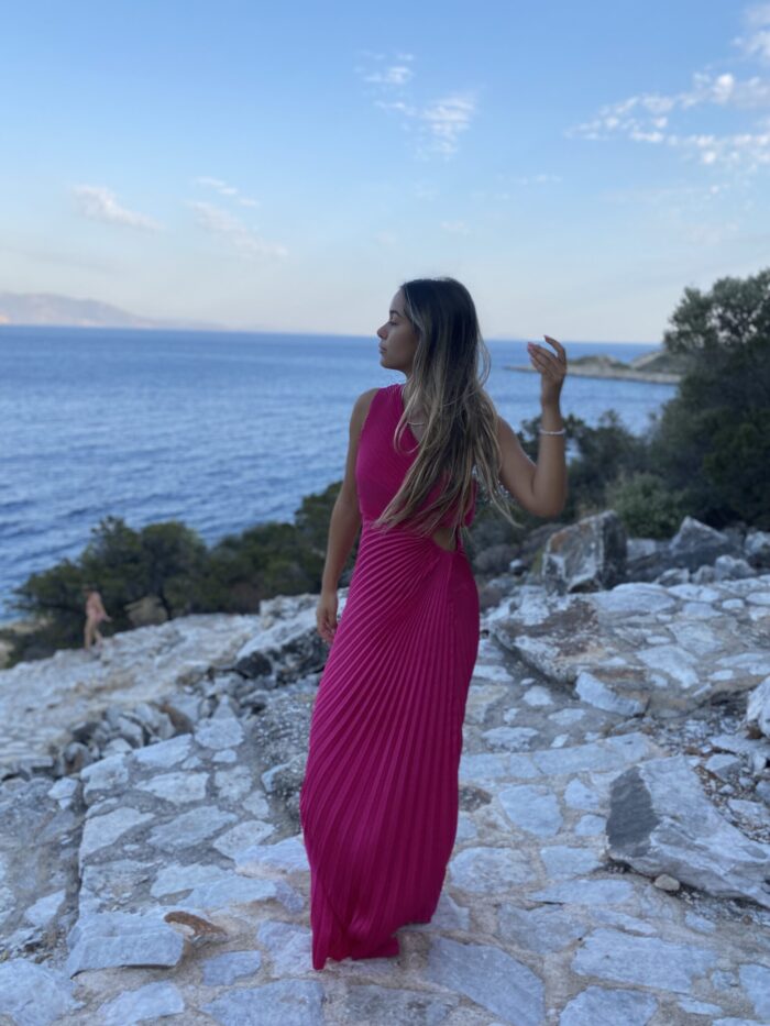 Φόρεμα πλισέ μακρύ με έναν ώμο - Image 2