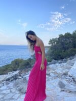 Φόρεμα πλισέ μακρύ με έναν ώμο