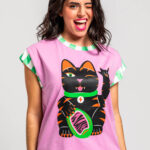 Good Luck crop t-shirt pink