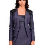 Σακάκι τζην με μαύρο κέντημα