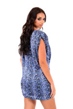 Φόρεμα μοτίβο μπλε φίδι κρουαζέ με βάτες - Image 3