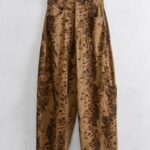 Παντελόνι καφέ tie dye oversized cargo