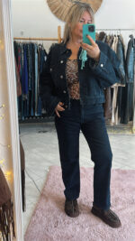 Τζην παντελόνι εφέ βελούδο