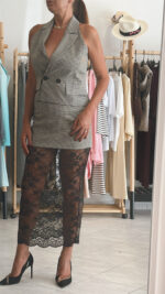 Φούστα pied de poulle με ενσωματωμένη δαντέλα - Image 5