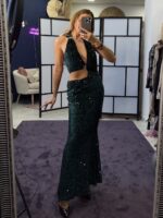 Φόρεμα βελούδο πούλια με κοψίματα - Image 3