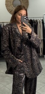 Σακκάκι λεοπάρ με πούλια oversized