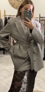 Σακάκι pied de pulle με ασημένια κλωστή