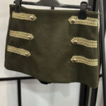 Φούστα σορτς χακί με σιρίτια