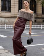 Φόρεμα δερματίνη με αποσπώμενη γούνα