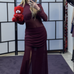 Φόρεμα μπορντώ διαφάνεια