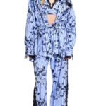 Παντελόνι ριγέ μπλε με floral print
