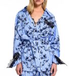 Βαμβακερό πουκάμισο με δαντέλα και floral print