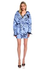 Σορτς ριγέ με δαντέλα και floral print - Image 2