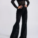 Lace Wide Leg Παντελόνα Με Εσωτερικό Σορτσάκι