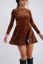 Tortoise Velvet Mini Dress - Image 2