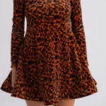 Tortoise Velvet Mini Dress