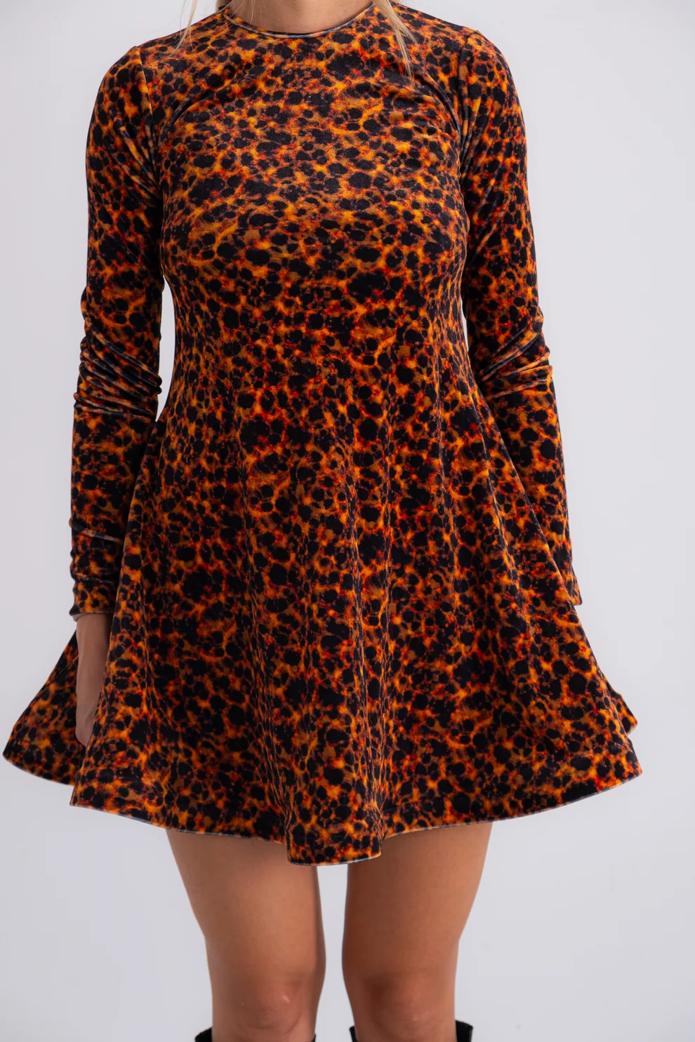F3DFDBD0-E79B-4FD0-A589-30730199ACC6 (1) Tortoise Velvet Mini Dress - Image 1