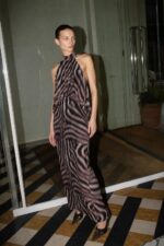 Μάξι Φόρεμα Halter Με Ψηλό Λαιμό & Zebra Print
